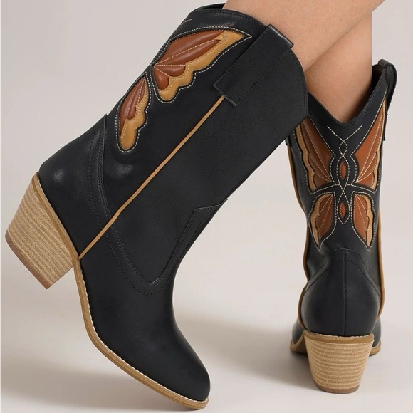 BEAST FASHION Shoes - Beast Fashion Butterfly Cut Detail Point Toe Boots